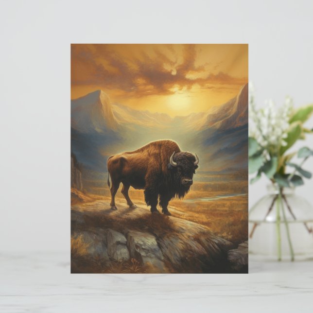 Buffalo Bison Sunset Silhouette (Standing Front)