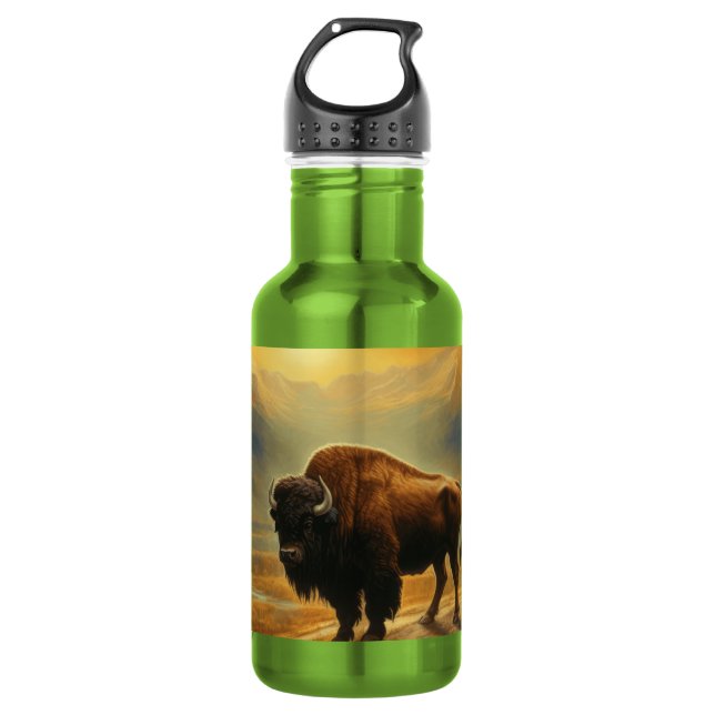 Buffalo Bison Sunset Silhouette  532 Ml Water Bottle (Front)
