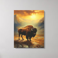 Buffalo Bison Sunset Silhouette 