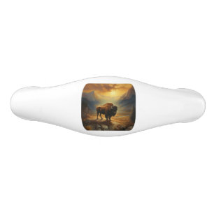 Buffalo Bison Sunset Silhouette Ceramic Drawer Pull