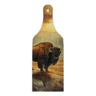 Buffalo Bison Sunset Silhouette Cutting Board