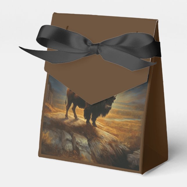 Buffalo Bison Sunset Silhouette Favour Box (Front Side)