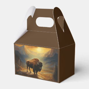 Buffalo Bison Sunset Silhouette Favour Box