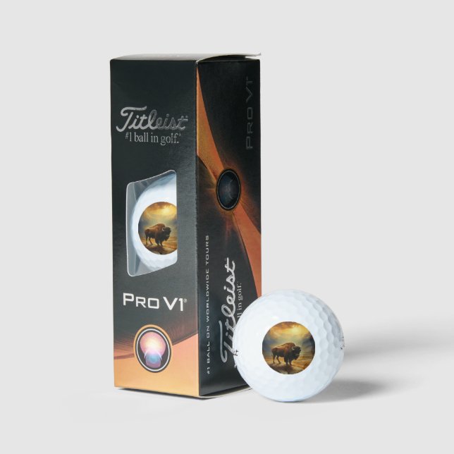 Buffalo Bison Sunset Silhouette  Golf Balls (Packaging)