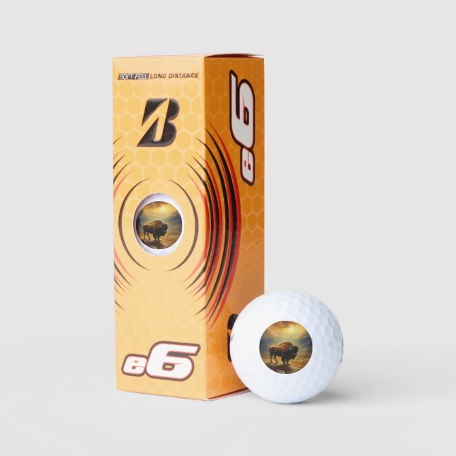 Buffalo Bison Sunset Silhouette  Golf Balls (Packaging)