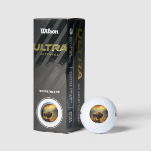 Buffalo Bison Sunset Silhouette Golf Balls