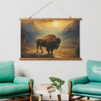 Buffalo Bison Sunset Silhouette