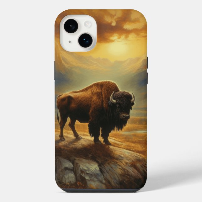 Buffalo Bison Sunset Silhouette iPhone Case (Back)