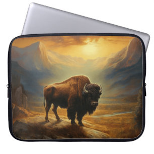 Buffalo Bison Sunset Silhouette Laptop Sleeve