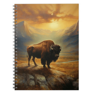 Buffalo Bison Sunset Silhouette Notebook