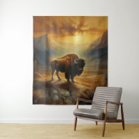 Buffalo Bison Sunset Silhouette