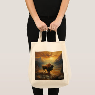 Buffalo Bison Sunset Silhouette  Tote Bag