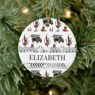 Buffalo Bison Western Ranch Cowboy Christmas Tree Ceramic Tree Decoration
