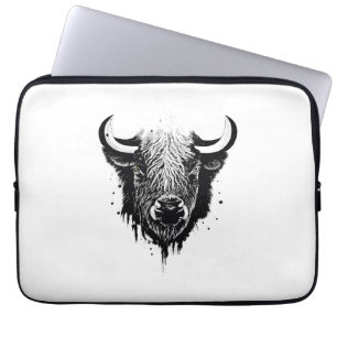 Buffalo Bison Wild Animal Nature Illustration Art Laptop Sleeve