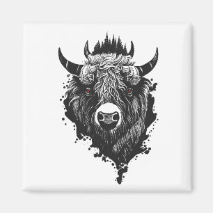 Buffalo Bison Wild Animal Nature Illustration Art  Magnet