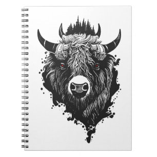 Buffalo Bison Wild Animal Nature Illustration Art Notebook
