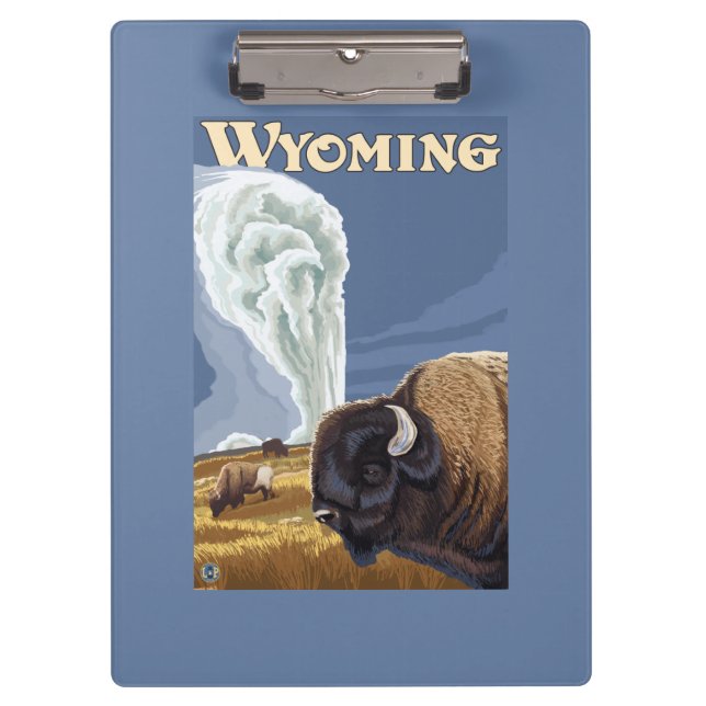Buffalo by Old Faithful Vintage Travel Poster Clipboard (Front)