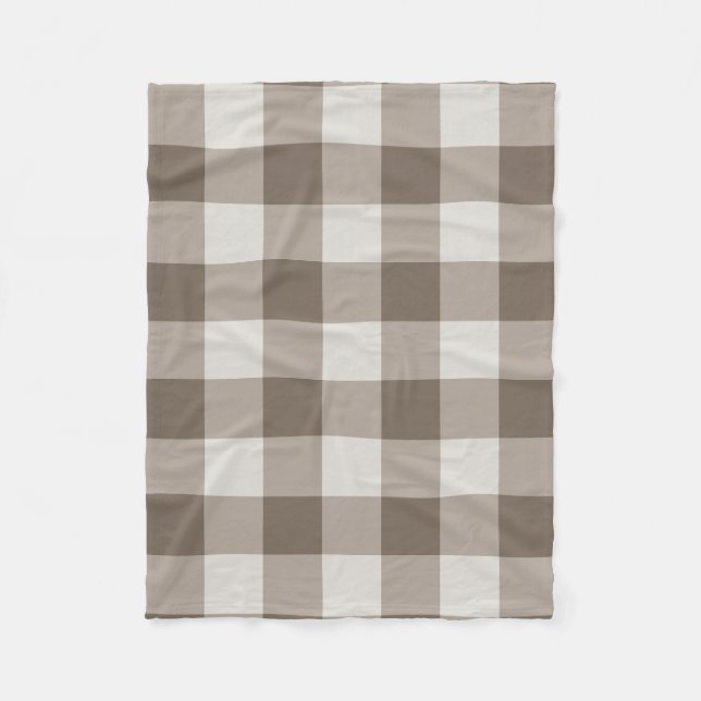 Buffalo Check Beige Cream Ivory Gingham Fleece Blanket (Front)