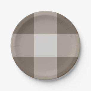 Buffalo Check Beige Cream Ivory Gingham Paper Plate