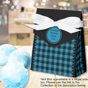 Buffalo Check - Black and Blue - 3x1.5x3.25 Tent  Favour Box