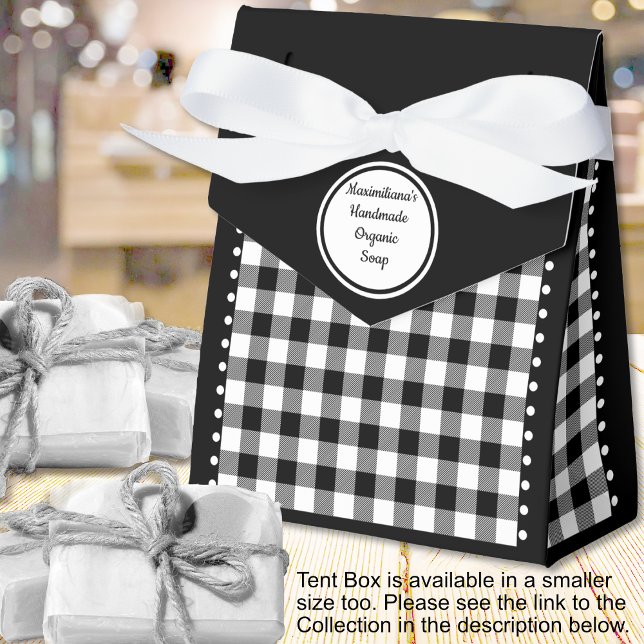Buffalo Check - Black and White - 4x2x5 Tent Favour Box (Buffalo Check - Black and White - 4x2x5 Tent Favor Boxes by Leapfroglisics Shop)