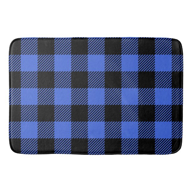 Buffalo Check Blue & Black Lumberjack Plaid Decor Bath Mat (Front)
