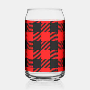 Buffalo Check Blue & Black Lumberjack Plaid Decor Can Glass