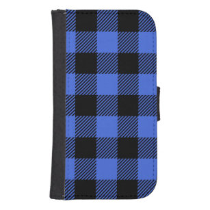 Buffalo Check Blue & Black Lumberjack Plaid Decor Samsung S4 Wallet Case