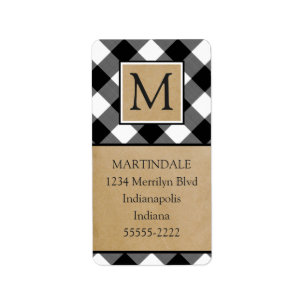 Buffalo Check & Brown Kraft Paper Monogram Label