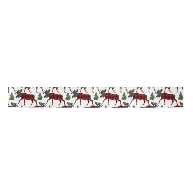 Buffalo Check Bull Moose Satin Ribbon (Front)