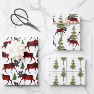 Buffalo Check Bull Moose Wrapping Paper Sheet