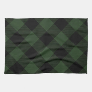 Buffalo Check Celtic Green and Black Squares Plaid Tea Towel