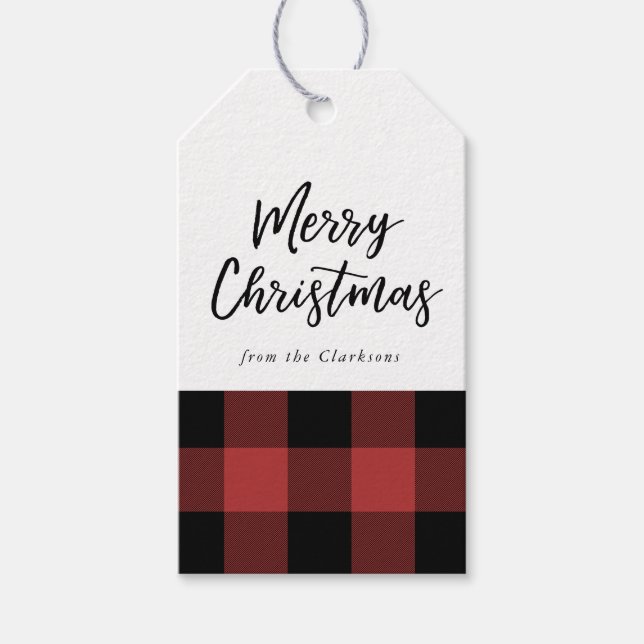 Buffalo Check Christmas Gift Tag (Front)
