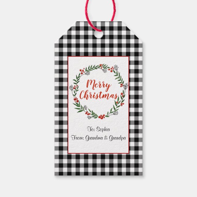 Buffalo Check Christmas Gift Tags (Front)