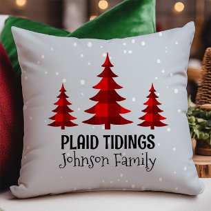 Buffalo Check Christmas Trees Plaid Tidings Cushion