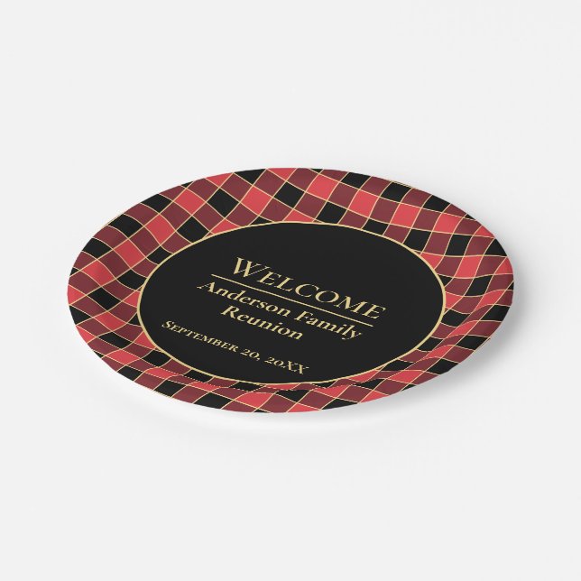 Buffalo Check Family Reunion Custom Colours SVG Paper Plate (Angled)