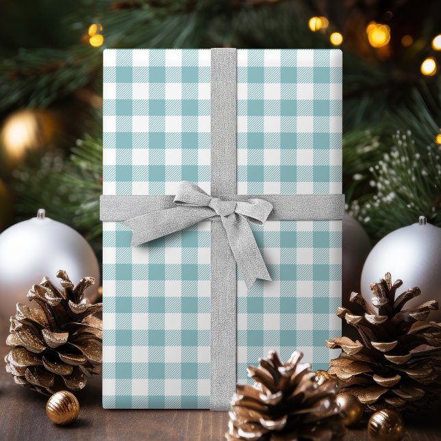 Buffalo Check gingham pattern dusty turquoise Wrapping Paper (Buffalo Check gingham pattern dusty turquoise Wrapping Paper)