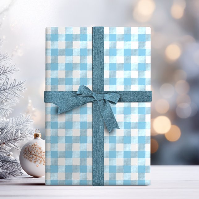 Buffalo Check gingham pattern pastel blue Wrapping Paper (Buffalo Check gingham pattern pastel blue Wrapping Paper)