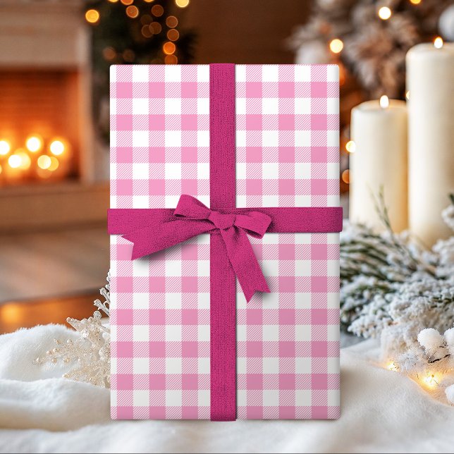 Buffalo Check gingham pattern pastel pink Wrapping Paper (Buffalo Check gingham pattern pastel pink Wrapping Paper)