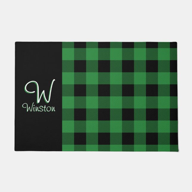 Buffalo Check Green Plaid Doormat (Front)