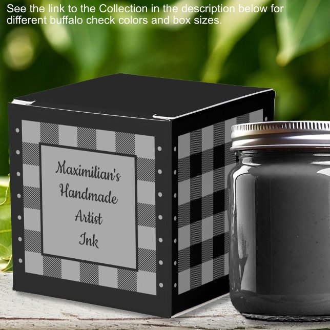 Buffalo Check - Grey and Black - Classic Favour Box (Buffalo Check - Gray and Black - Classic Favor Boxes by Leapfroglisics Shop)