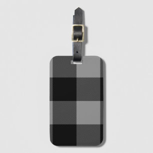 Buffalo Check Grey and Black Squares Plaid Luggage Tag