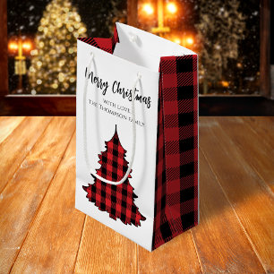 Buffalo Check Merry Christmas Custom Small Gift Bag