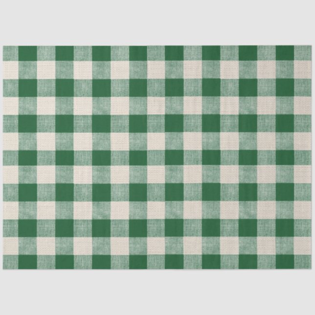 Buffalo Check Nuetral & Green Decoupage Paper (Front)