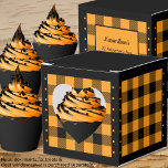 Buffalo Check - Orange and Black - Heart Favour Bo Favour Box<br><div class="desc">Heart orange and black buffalo check favour box. Text on the back of the box is customisable. If you use the 'edit design' button/tool,  you can also add your own images/photos. Other colorways available.

See the Collection of all box sizes & buffalo check colours here:
https://www.zazzle.com/collections/boxes_product_promotional_gift_buffalo_check-119842043554925619</div>