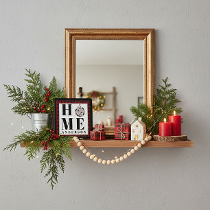 Buffalo check ornament "Home" personalised Plaque