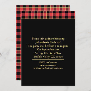 Buffalo Check Pattern Custom Colours SVG Party Invitation