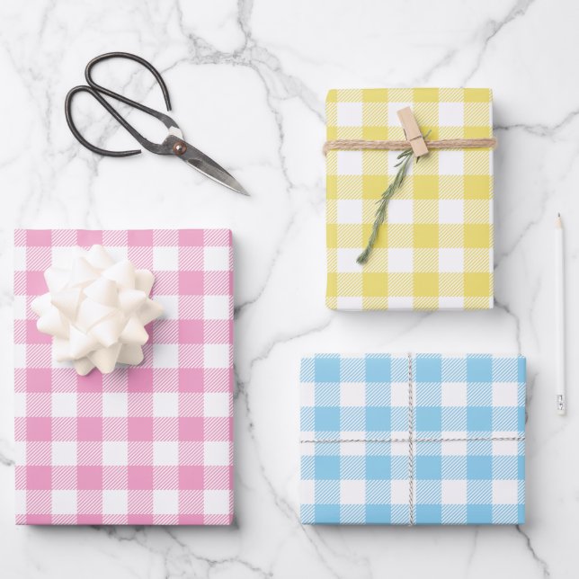 Buffalo Check Pattern Set Holiday Wrapping Paper Sheet (Front)