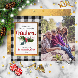 Buffalo Check Personalised Christmas Photo Holiday Card