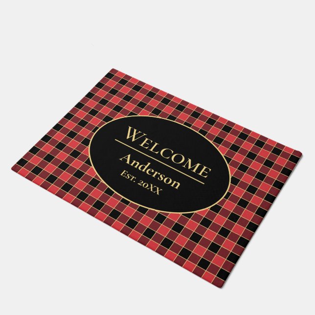 Buffalo Check Personalised Name Custom Colours SVG Doormat (Angled)